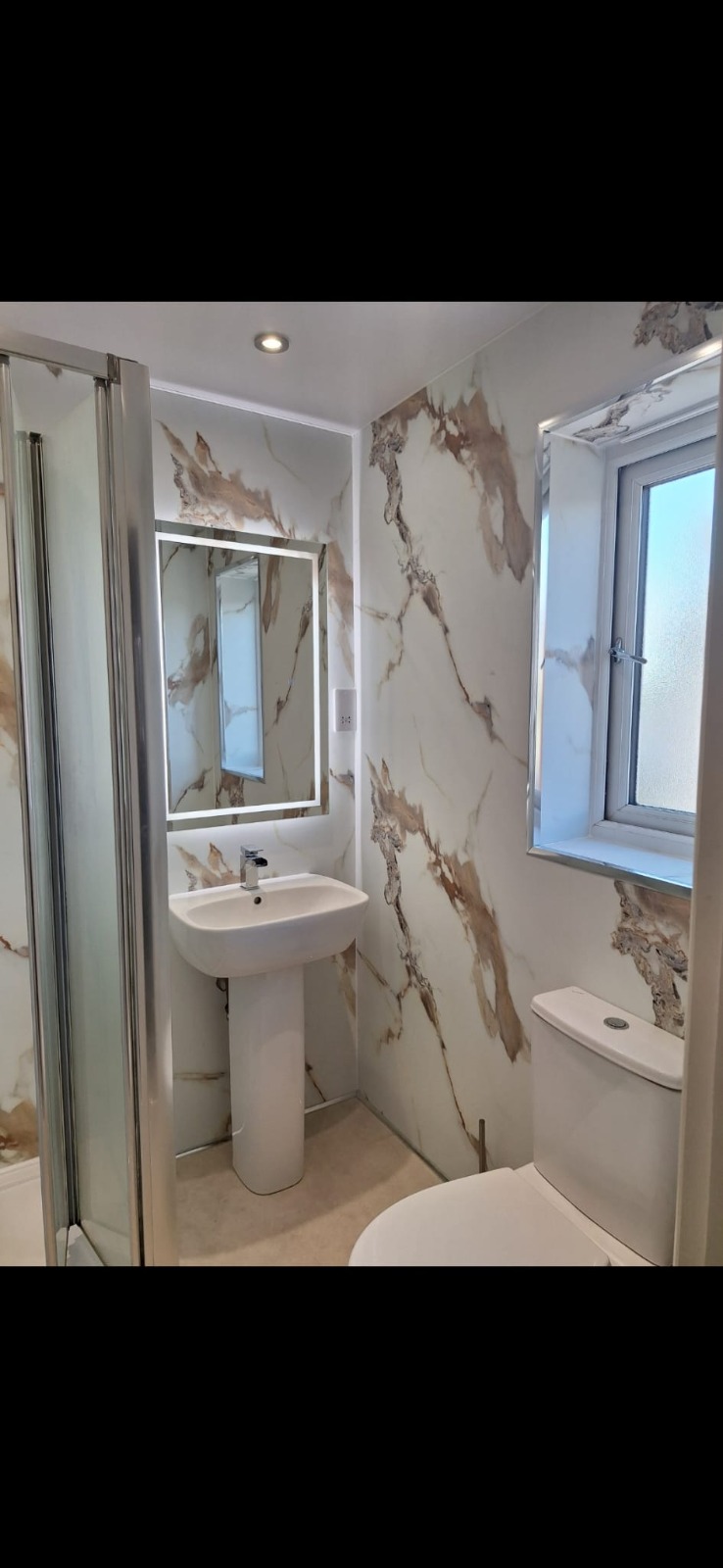 Marble wall panel bathroom